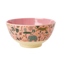 Jungle Animal Print Melamine Bowl Coral Pink Background Rice DK